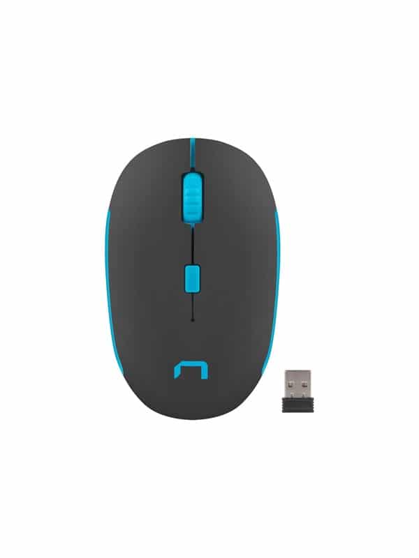 Natec Martin - mouse - 2.4 GHz - black blue - Mus - Optisk - 4 knapper - Sort