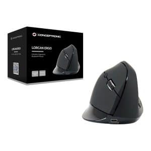 Conceptronics Conceptronic LORCAN03B ERGO - vertical mouse - Bluetooth 5.2 - black - Vertical mouse - Optisk - 6 knapper - Sort