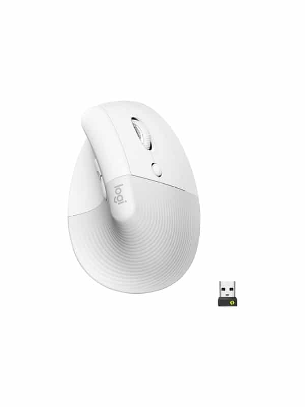 Logitech Lift for Business - vertical mouse - Bluetooth 2.4 GHz - off-white - Vertical mouse - 6 knapper - Hvid