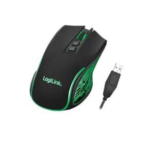 LogiLink Ergonomic USB gaming mouse 1200/1800/2400/3600 dpi black - Mus - Optisk - 7 knapper - Sort
