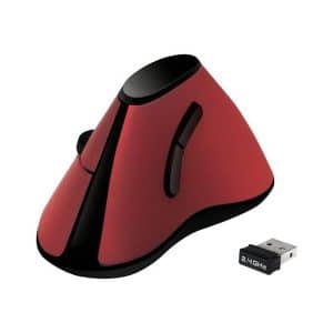 LogiLink Ergonomic vertical mouse wireless 2.4 GHz red - Vertical mouse - Optisk - 5 knapper - Sort