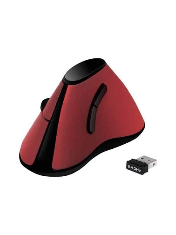 LogiLink Ergonomic vertical mouse wireless 2.4 GHz red - Vertical mouse - Optisk - 5 knapper - Sort