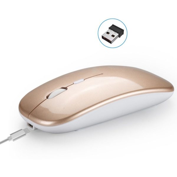 HXSJ M90 - Trådløs mus med 2.4G tilslutning m/USB modtager - Guld