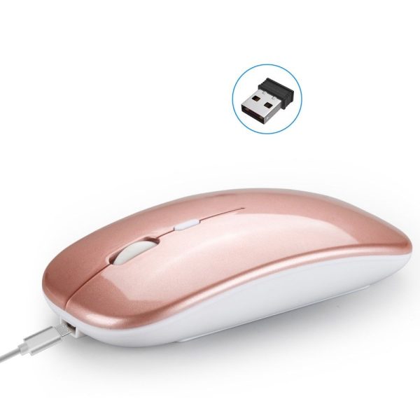 HXSJ M90 - Trådløs mus med 2.4G tilslutning m/USB modtager - Rosa guld