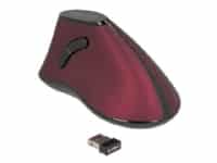 Delock - Lodret mus - ergonomisk - højrehåndet - optisk - 5 knapper - trådløs - 2.4 GHz - trådløs modtager (USB) - sort/ rød - detailsalg