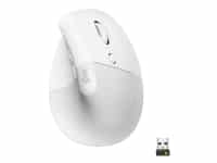 Logitech Lift (Højre-hånd) - Lodret mus - ergonomisk - optisk - 6 knapper - trådløs, kabling - Bluetooth, 2.4 GHz - trådløs modtager (USB) - Off-white/Pale grey
