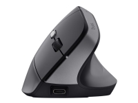 Trust Bayo+ - Lodret mus - ergonomisk - højrehåndet - optisk - 6 knapper - trådløs - 2.4 GHz - trådløs modtager (USB) - sort