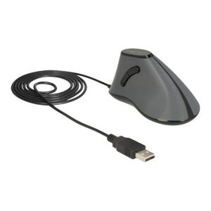 DeLOCK - vertical mouse - USB - grey black - Vertical mouse - Optisk - 5 knapper - Sort