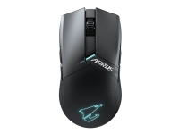 AORUS M6 - Mus - ergonomisk - optisk - 6 knapper - trådløs - 2.4 GHz - USB-C trådløs modtager - mat sort