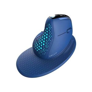 DeLUX M618XSD BT+2.4G RGB Wireless Vertical Mouse (blue) - Ergonomisk mus - 7 knapper - Blå