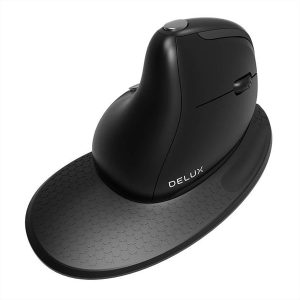 DeLUX Wired Vertical Mouse M618XSU 4000DPI RGB - Ergonomisk mus - Sort