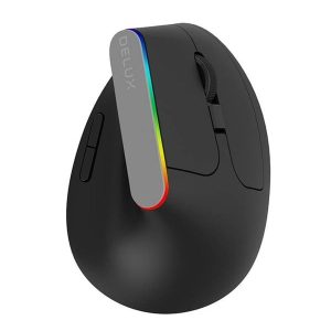 DeLUX Wireless Vertical Mouse M618C 2.4G 1600DPI RGB (black) - Ergonomisk mus - 6 knapper - Sort