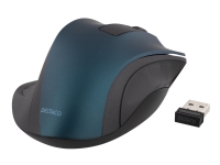 DELTACO MS-708 - Mus - ergonomisk - optisk - 3 knapper - trådløs - 2.4 GHz - trådløs modtager (USB) - blå