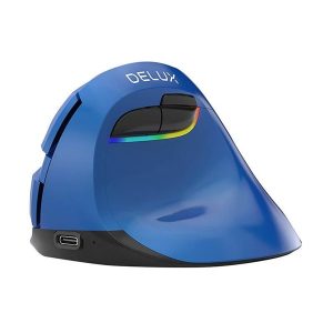 DeLUX Wireless Vertical Mouse M618Mini BT4.0 + 2.4Ghz 4000DPI RGB (blue) - Ergonomisk mus - 6 knapper - Blå