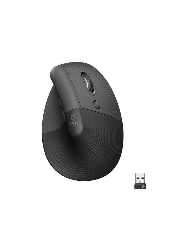 Logitech Lift for Business - Right Handed - Graphite - Ergonomisk mus - Optisk - 6 knapper - Sort