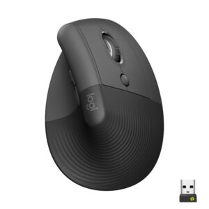 Logitech Lift Right Vertical - Graphite - Ergonomisk mus - Optisk - 6 knapper - Sort