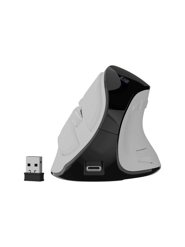 Natec EUPHONIE PRO - vertical mouse - 2.4 GHz Bluetooth 5.0 USB - white - Vertical mouse - Optisk - 9 knapper - Hvid